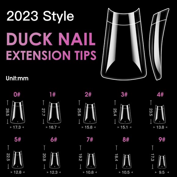 Duck Nail Tips, Melous 120 PCS Soft Gel Tips Pre Buff Full Cover Nail Tips Half - Picture 1 of 3